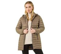 Roman Women Padded Longline Coat with Hood - Ladies Zip Through Autumn Winter Long Length Lightweight Quilted Warm Cosy Everyday Zip Up Casual Jackets Coats