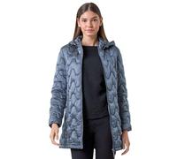 Roman Women Padded Longline Coat with Hood - Ladies Zip Through Autumn Winter Long Length Lightweight Quilted Warm Cosy Everyday Zip Up Casual Jackets Coats