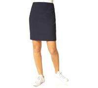 Roman Women Short Textured Tube Skirt - Ladies Pull On Mini Stretch Cotton Pencil Bodycon Knee Length Smart A-Line Straight Work Office Jersey Formal Thick Skirts - Navy - Size 16
