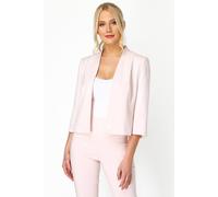 Roman Originals Bolero Jacket for Women UK Ladies Shrug Tailored Rochette Suit Blazer Formal Wedding Guests Crepe Crop Stretch Smart Cover Up Office Work Slim Edge to Edge - Light Pink - Size 12