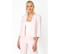 Roman Originals Bolero Jacket for Women UK Ladies Shrug Tailored Rochette Suit Blazer Formal Wedding Guests Crepe Crop Stretch Smart Cover Up Office Work Slim Edge to Edge - Light Pink - Size 14