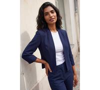 Roman Originals Bolero Jacket for Women UK Ladies Shrug Tailored Rochette Suit Blazer Formal Wedding Guests Crepe Crop Stretch Smart Cover Up Office Work Slim Edge to Edge - Navy Blue - Size 20