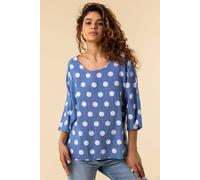 Roman Women's 3/4 Sleeve Spot Print Tunic Top in Mid Blue | Size: Small Roman Mid Blue S