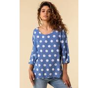Roman Women's 3/4 Sleeve Spot Print Tunic Top in Mid Blue | Size: Small Roman Mid Blue S