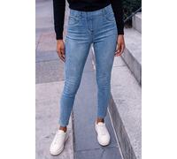 Roman Originals Jeggings for Women UK Jean Ladies Stretchy Trousers Denim Leggings High Waist Rise Pull On Skinny Straight Leg Cotton Pants Smart Casual - Acid Light Blue (31 inch) - Size 14