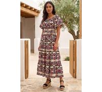 Roman Women's Abstract Border Print Midi Dress | Size: 12 Roman Multicolor 12