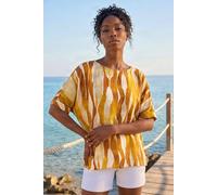 Roman Women's Abstract Buttoned Top in Orange | Size: 10