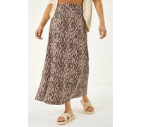 Roman Women's Abstract Diamond Print Midi Skirt in Chocolate | Size: 16 Roman Chocolate 16