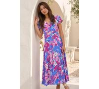 Roman Women's Abstract Floral Ruched Midi Dress | Size: 10
