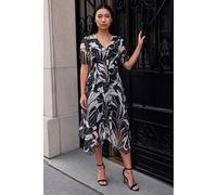 Roman Women's Abstract Hanky Hem Dress in Black | Size: 12