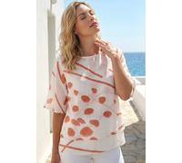Roman Women's Abstract Layered Tunic Top in Ivory | Size: 12 Roman Ivory 12