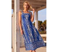 Roman Women's Abstract Midi Dress in Royal | Size: 16