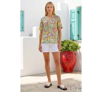 Abstract Print Button Detail Top Roman Blue 18