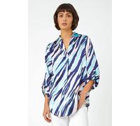 Roman Women's Abstract Print Collared Overshirt in Navy | Size: 12