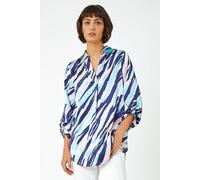 Roman Women's Abstract Print Collared Overshirt in Navy | Size: 12 Roman Navy 12