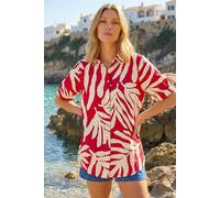 Roman Women's Abstract Print Collared Shirt in Red | Size: 18