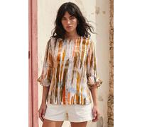 Roman Women's Abstract Print Frill Sleeve Top in Orange | Size: 16 Roman Orange 16