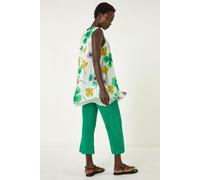 Roman Originals Abstract Print Overlay Top for Women UK - Ladies Everyday Holiday Spring Summer Round Neckline Comfy Soft Evening Vacation Work Party - Green - Size 10