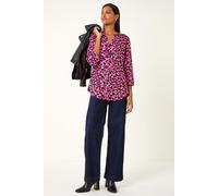 Abstract Print Pintuck Tunic Top Roman Pink 10