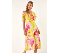 Roman Women's Abstract Printed Cape Dress in Pink | Size: 20 Roman Pink 20