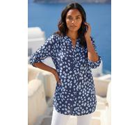 Roman Women's Abstract Spot Print Stretch Shirt in Blue | Size: 10 Roman Blue 10