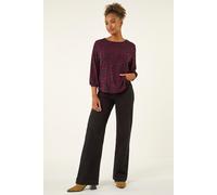 Roman Women's Abstract Spot Print Top in Wine | Size: 18 Roman Wine 18