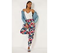 Roman Originals Wave Print Stretch Hareem Trousers for Women UK - Ladies Everyday Holiday Spring Summer Comfy Soft Evening Vacation Work Party - Navy Abstract - Size 16