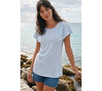 Roman Women's Angel Frill Sleeve T-shirt in Light Blue | Size: 20