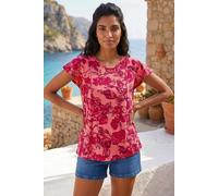 Roman Originals Angel Frill Sleeve T-Shirt for Women UK - Ladies Everyday Holiday Spring Summer Round Neckline Comfy Soft Evening Vacation Work Party - Pink - Size 10