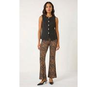 Roman Originals Bootleg Trouser for Women UK Ladies Bootcut Stretch Flared Bengaline Long Full Length Winter Pull-On Elasticated Waist Casual Smart Work Office Soft Flattering - Natural - Size 14