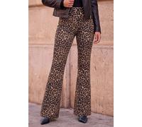 Roman Bootleg Trouser for Women UK Ladies Bootcut Stretch Flared Bengaline Long Full Length Pull-On Elasticated Waist Casual Smart Work Office Soft Flattering - Natural - Size 18
