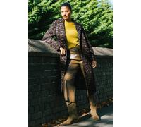 Roman Originals Animal Print Formal Pocket Coat for Women UK - Ladies Everyday Autumn Winter Collar & Revere Comfy Soft Evening Vacation Work Party Night Out - Brown - Size 18