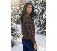 Roman Women's Animal Print Metallic Stretch Top in Chocolate | Size: 18 Roman Chocolate 18