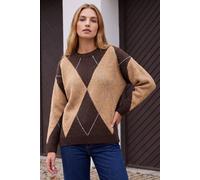 Roman Women's Argyle Knit Jumper in Chocolate | Size: 12
