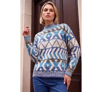 Roman Women's Aztec High Neck Knit Jumper in Blue | Size: 20 Roman Blue 20