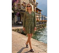 Roman Women's Aztec Print Button Stretch Swing Dress in Khaki | Size: 16