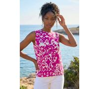 Roman Women's Aztec Print Buttoned Back Vest Top in Magenta | Size: 18