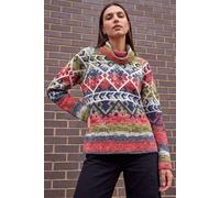 Roman Women's Aztec Print Roll Neck Knit Jumper in Orange | Size: 20