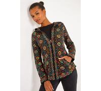 Roman Originals Aztec Zip Front Hooded Cardigan for Women UK - Ladies Everyday Autumn Winter Comfy Soft Evening Vacation Work Party Night Out - Multi - Size 16
