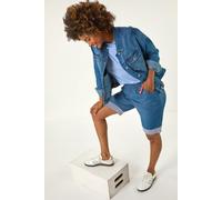 Roman Originals Bengaline Turn Up Stripe Stretch Shorts for Women UK - Ladies Everyday Holiday Spring Summer Comfy Soft Evening Vacation Work Party - Denim - Size 10