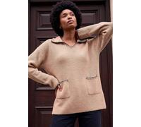 Blanket Stitch Collared Jumper Roman Beige 18