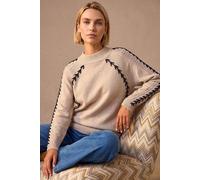 Roman Women's Blanket Stitch Knit Jumper in Beige | Size: 20 Roman Beige 20