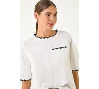 Roman Women's Blanket Stitch Oversized T-Shirt in Ivory | Size: 16 Roman Ivory 16