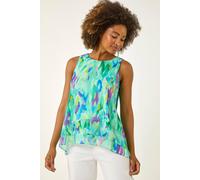 Roman Women's Blurred Double Layered Vest Top in Green | Size: 14 Roman Green 14