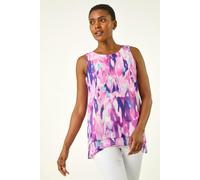 Roman Women's Blurred Double Layered Vest Top in Purple | Size: 10 Roman Purple 10