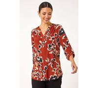 Roman Women's Blurred Floral Print Shirt in Burnt Orange | Size: 12 Roman Burnt Orange 12