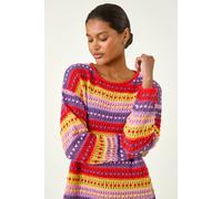 Roman Women's Bobble Knit Stripe Jumper in Red | Size: 14 Roman Red 14