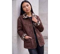 Roman Women's Bonded Teddy Coat in Chocolate | Size: 20