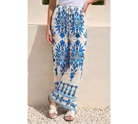 Roman Women's Border Print Trousers in Blue | Size: 14