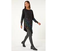 Roman Women's Border Splash Foil Print Tunic in Black | Size: 10 Roman Black 10